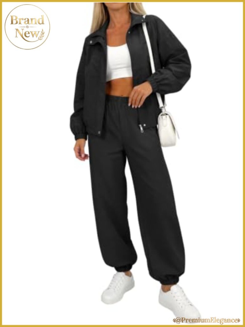 Women's 2 Piece Tracksuit Windbreaker Jacket Jogger Pants Set Zip Up